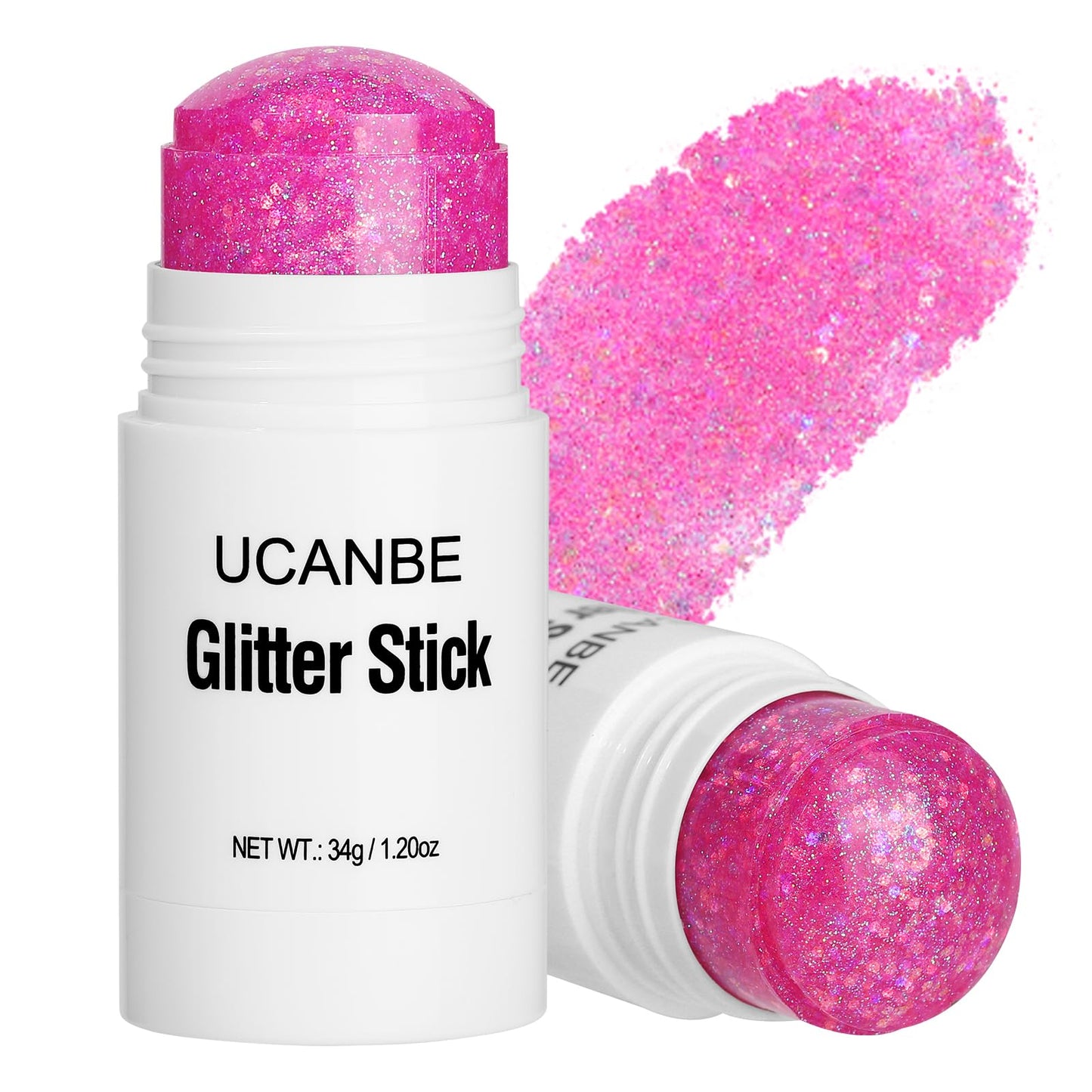 UCANBE Pink Body Glitter Stick for Singer Concerts Music Festivals, Face Glitter Makeup for Face Body Hair Eyes & Lips, Chunky Glitter Sparkling Mermaid Sequins for Women 1.2OZ