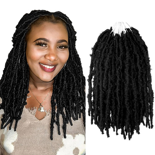 Bohobabe 8 Packs Butterfly Locs Crochet Hair 14 Inch Light Weight Butterfly Faux Locs Crochet Hair Short Black Distressed Butter