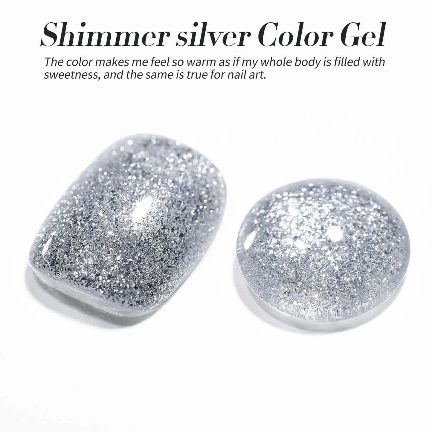 Born Pretty Silver Glitter Gel Nail Polish Christmas Shimmer Sparkly Shiny Silver Hema-Free Gel Polish Nail Art Design Manicure DIY at Home 15ml