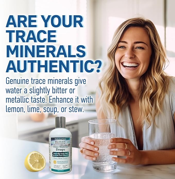 Bio Absorb Trace Mineral Drops. Heavy Metal Tested. 284 Servings of Organic Trace Minerals from Concentrated Utah's GSL Sea Water. 125mg of Ionic Magnesium (12 oz)