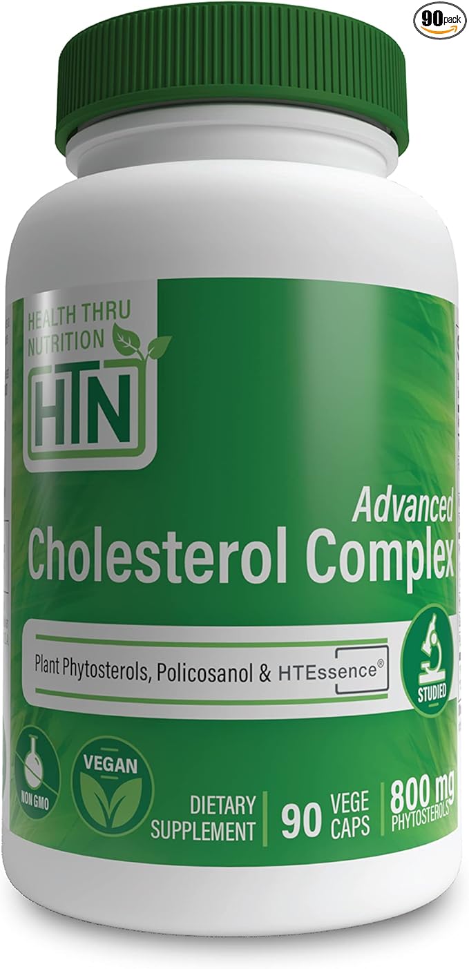 Health Thru Nutrition Advanced Cholesterol Complex | Heart Health Support & Lipid Metabolism with Phytosterols, Policosanol, Hydroxytyrosol, Chromium and More | Vegan, Non-GMO (Pack of 90)