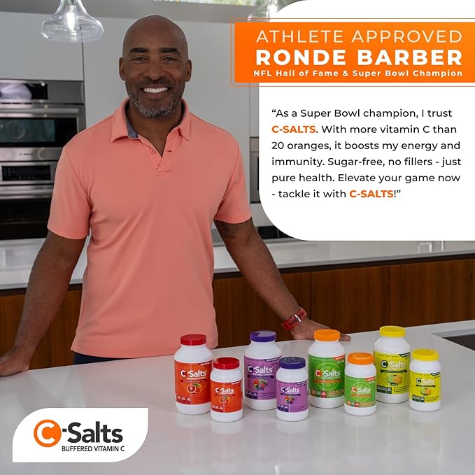 C-Salts Original Vitamin C Powder Supplement - 100% Pure High Dose Buffered Vitamin C Powder for Immune Support - Sugar-Free Powdered Drink Ascorbate, Organic, Stomach-Friendly, Blood Orange 8oz