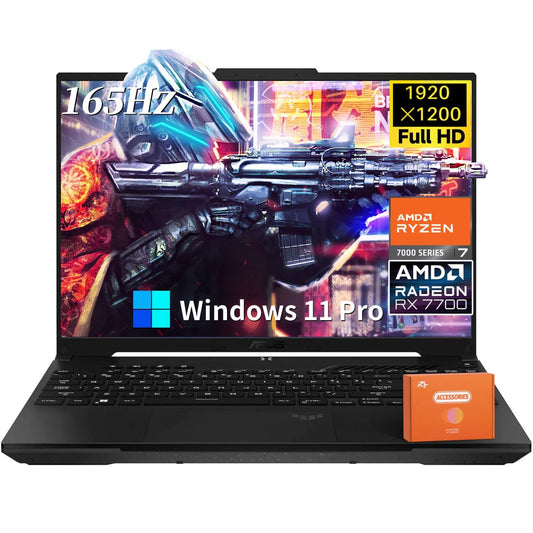 ASUS TUF A16 Gaming Laptop, AMD Ryzen 7 7735 HS (Up to 4.75 GHz, 8-Core), Radeon RX 7700S 8 GB, 16" FHD 165 Hz Display, 32 GB DDR5 RAM, 2 TB SSD, RGB Backlit Keyborad, Windows 11 Pro, w/Accessories