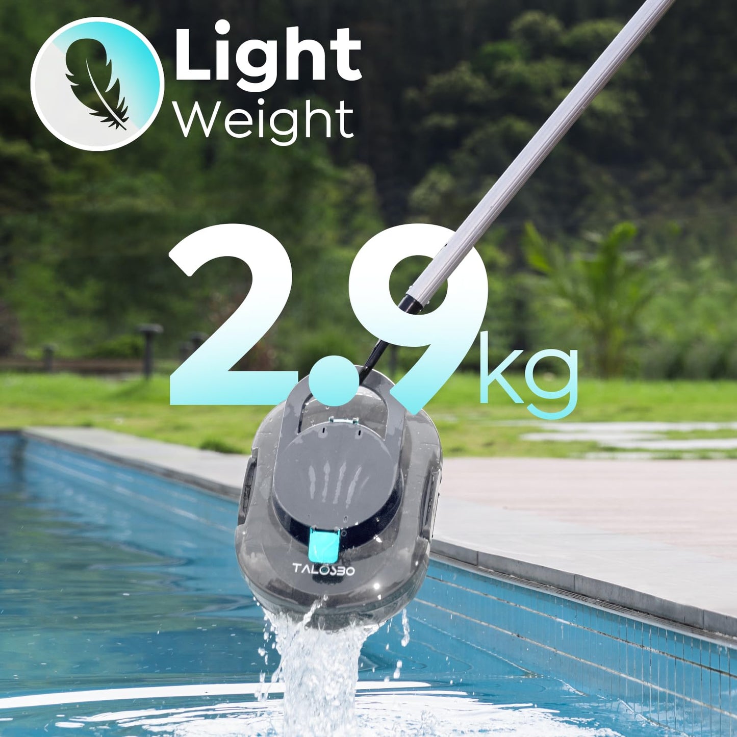 TALOSBO Pleco S1 Cordless Robotic Pool Cleaner, Lasts 80Min Small Pool Vacuum for Above-Ground Pools up to 645 Sq.ft, Lightweight, Auto-Parking,Gray