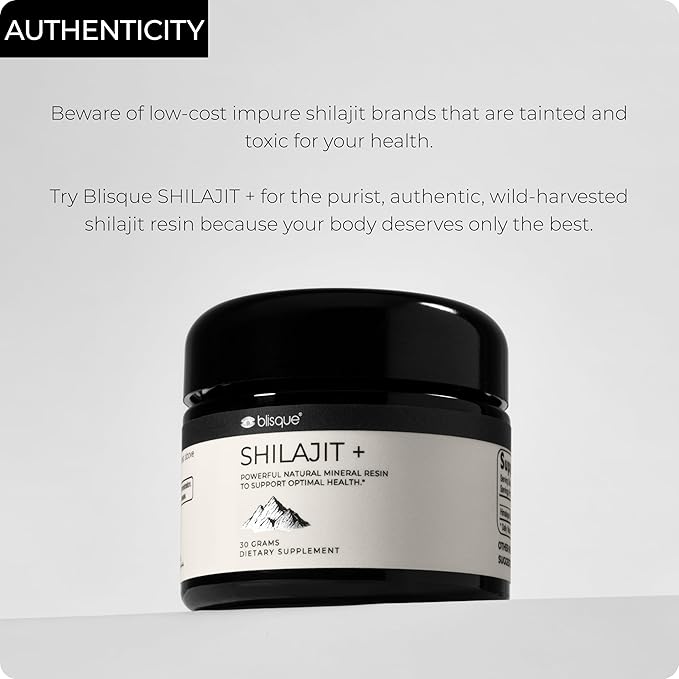 Blisque – Pure Himalayan Organic Shilajit Resin Supplement | Authentic and Natural | Golden Grade A | Contains Fulvic Acid and Trace Minerals | 30 Grams