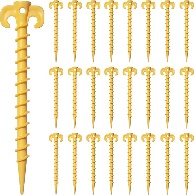 24 Pack Tent Stakes, Stakes for Inflatables, 7.5 inch Heavy Duty Spiral Design Outdoor Tent Stakes, Ground Stakes Ground Anchors Pegs, Yard Lawn Pegs Anchor for Canopy, Camping, Hiking, Beach