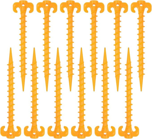 AYAMAYA 8/12/16 PCS Spiral Tent Stakes, 8 Inch Screw in Sand Stakes, Easy Installation Camping Ground Stakes, Tent Spikes with Storage Bag for Beach Garden Yard Canopy Tarp Rainfly Tent Accessories