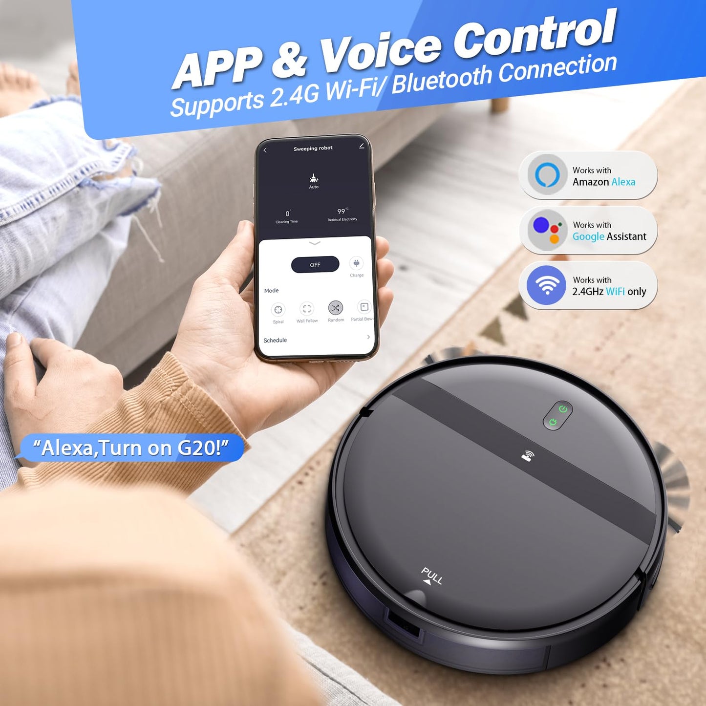 Kilgone Robot Vacuum and Mop Combo for Large Homes & Pet Hair – Smart App/Voice, 2300Pa Sucktion, 120Min Clean, Ultra-Thin 2.87" Design