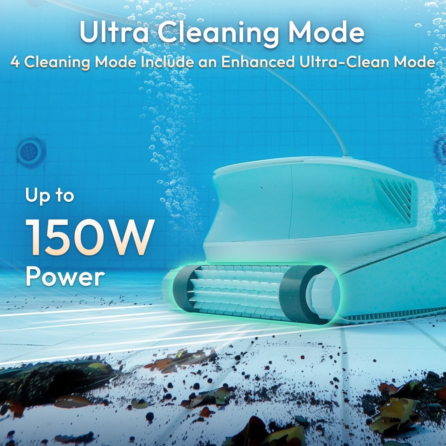 Automatic Robotic Pool Vacuum Cleaner, Wall Climbing/Waterline Scrubbing, Top Load Large Filter, Ideal for Above/In-Ground Pools up to 40 FT Length, Smart Navigation, Ultra Cleaning Modes, Dual Inlet