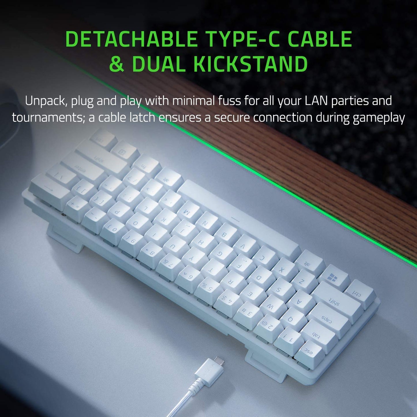 Razer Huntsman Mini 60% Gaming Keyboard: Linear Optical Switches - Rapid Trigger Mode - Chroma RGB Lighting - PBT Keycaps - Onboard Memory - Snap Tap - Mercury White