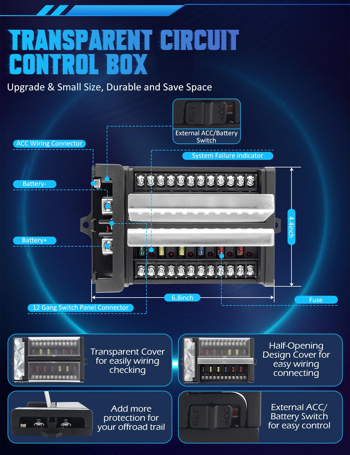 Chelhead 12 Gang Switch Panel RGB Acc Battery Control Control Toggle Momentary Pulsed Switch for Led Light Bar Pods Compatible with Truck Offroad UTV ATV Car Marine 12V 24V