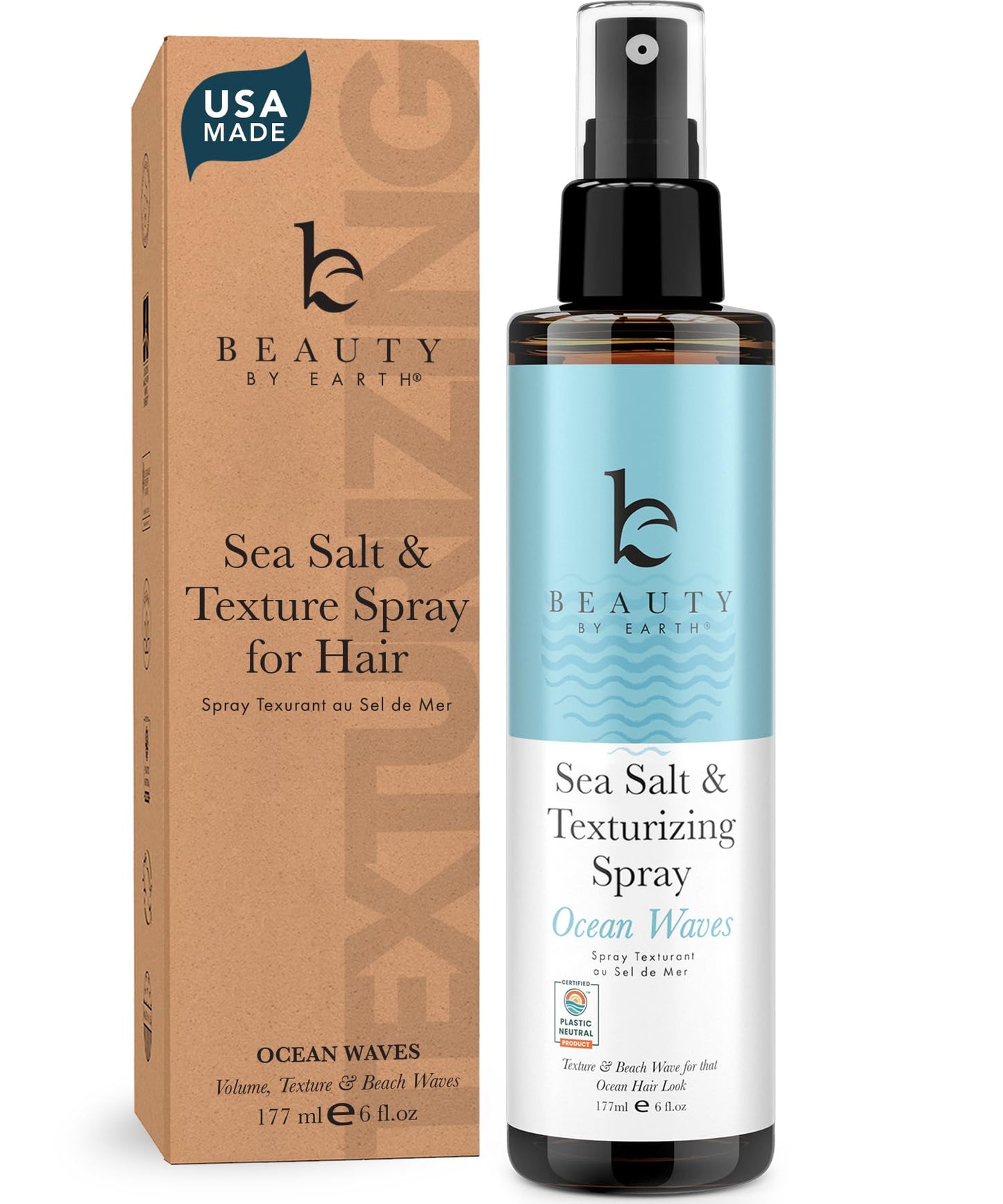 Sea Salt Spray for Textured Beach Waves & Volume - USA Made with Organic Ingredients, Texturing & Volumizing Spray for Fine Hair for Men & Women