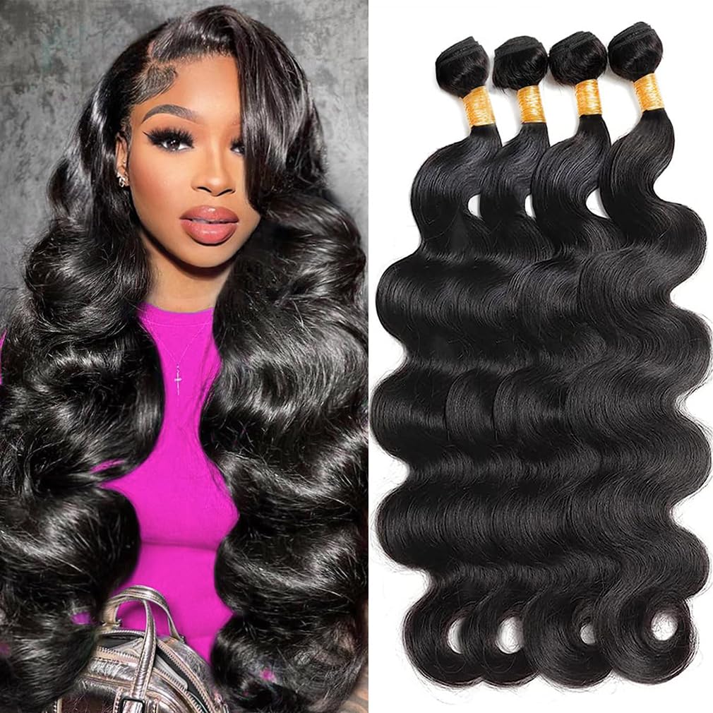 Cirvty 12A Human Hair Bundles Body Wave Bundles Human Hair Brazilian Human Hair 4 Bundles 18 20 22 24 Inch 100% Unprocessed Virg