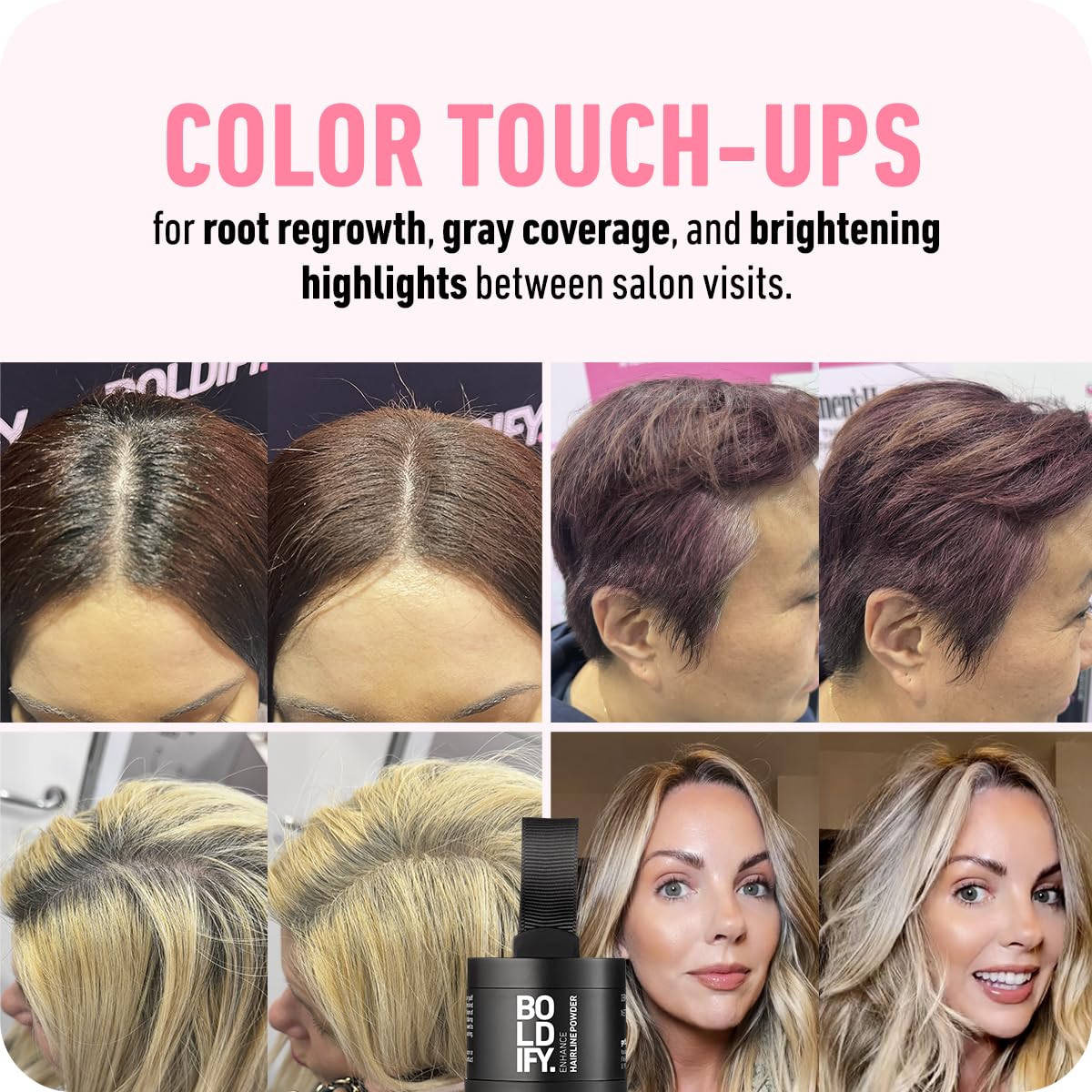 Boldify Hairline Powder + Hair Fiber: bundle that Instantly Conceals Hair Loss Hair Powder for Thinning Hair, Root Cover Up (Black)