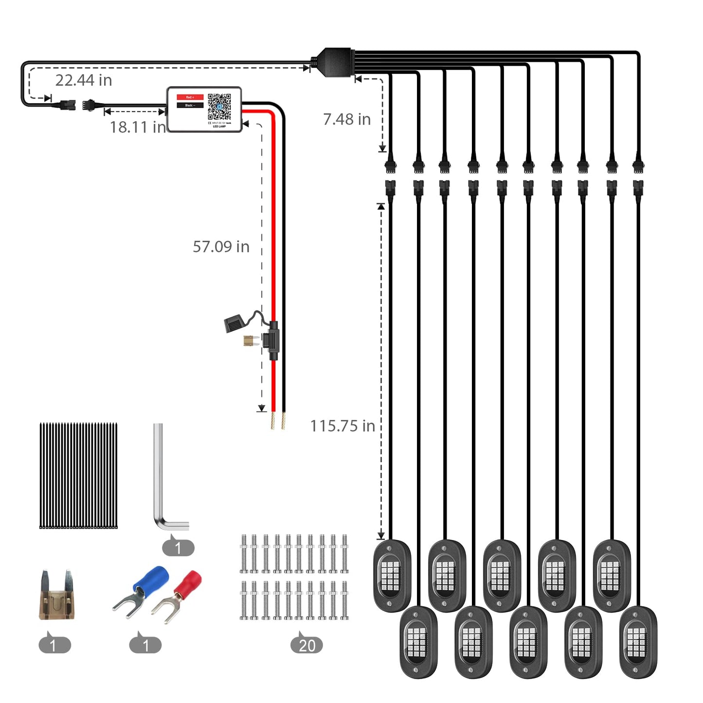 Honalia LED Rock Lights for Trucks 10 Pods, RGB Truck Rock Lights Kits with App Control for ATV UTV RZR