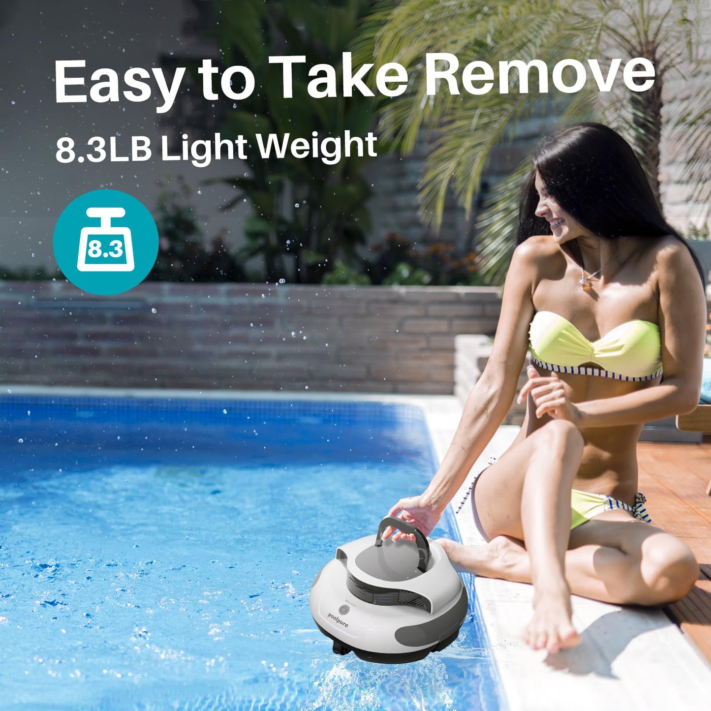 【Super Waterproof】 AquaGuard SE Cordless Robot Pool Cleaner with Dual Driver Motor Automatic Parking Ideal for Ground Pools up to 40 Feet Run Time 120 Minutes, Ultra Durable and Efficient