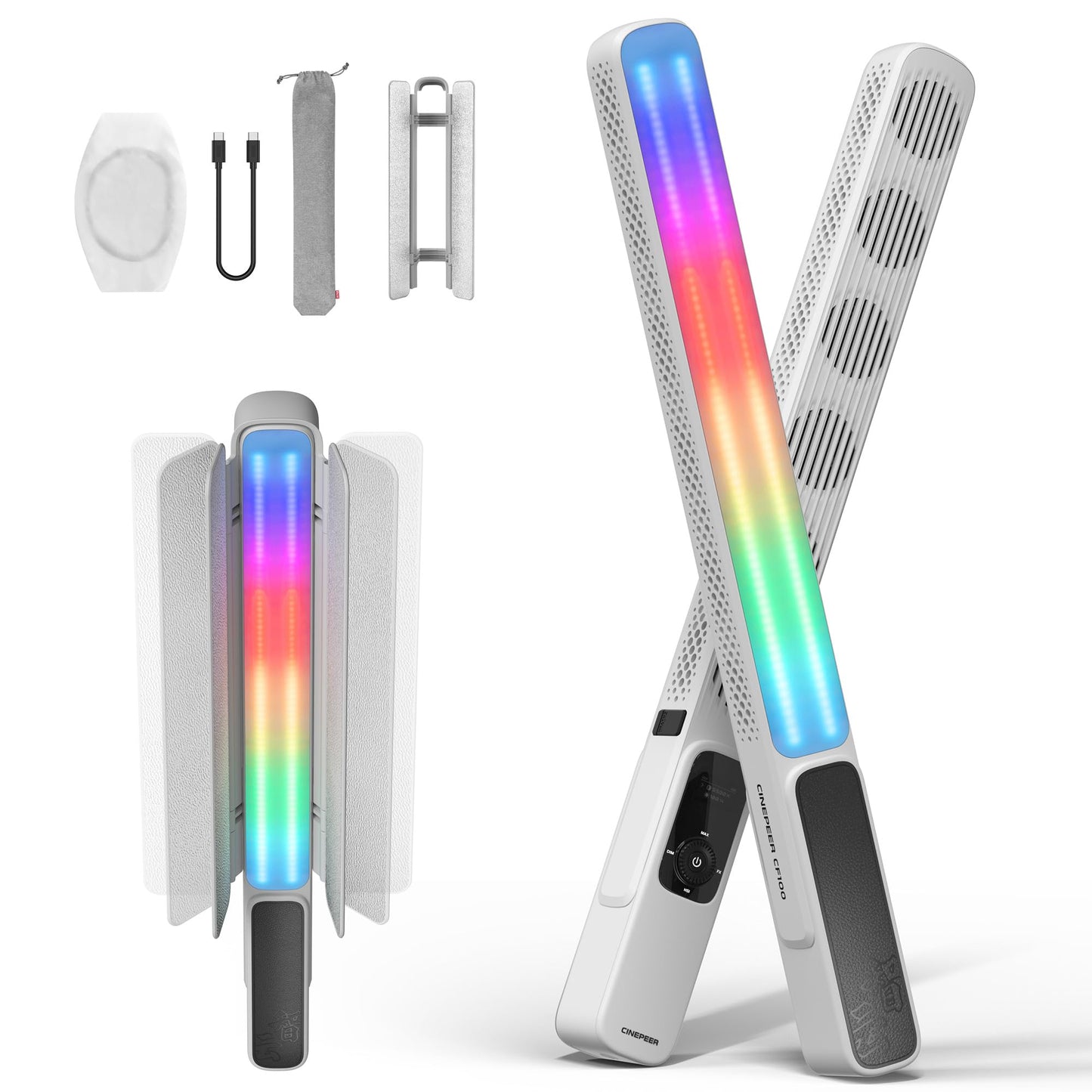 ZHIYUN CINEPEER CF100 100W RGB Light [Official] Stick Handheld LED Video Light Wand 2700K-6500K CRI 96+ TLCI 98+ Portable Fill Light with 6 Light Effect Continuous Output Photography Tube Combo