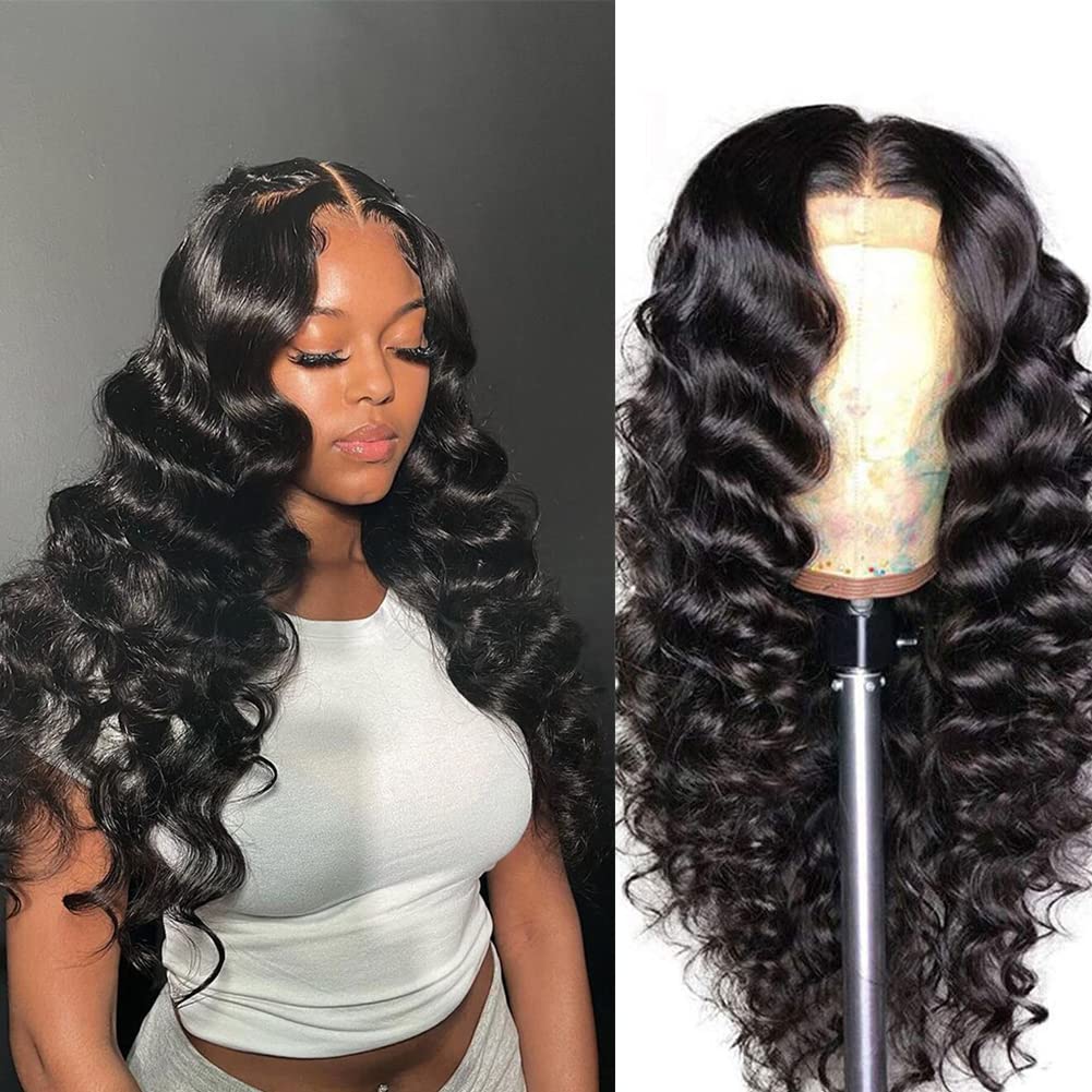 Binf Lace Front Wigs Glueless Wigs Human Hair Pre Plucked Pre Cut Loose Deep Wave Lace Front Wigs Human Hair 4X4 Hd Lace Closure