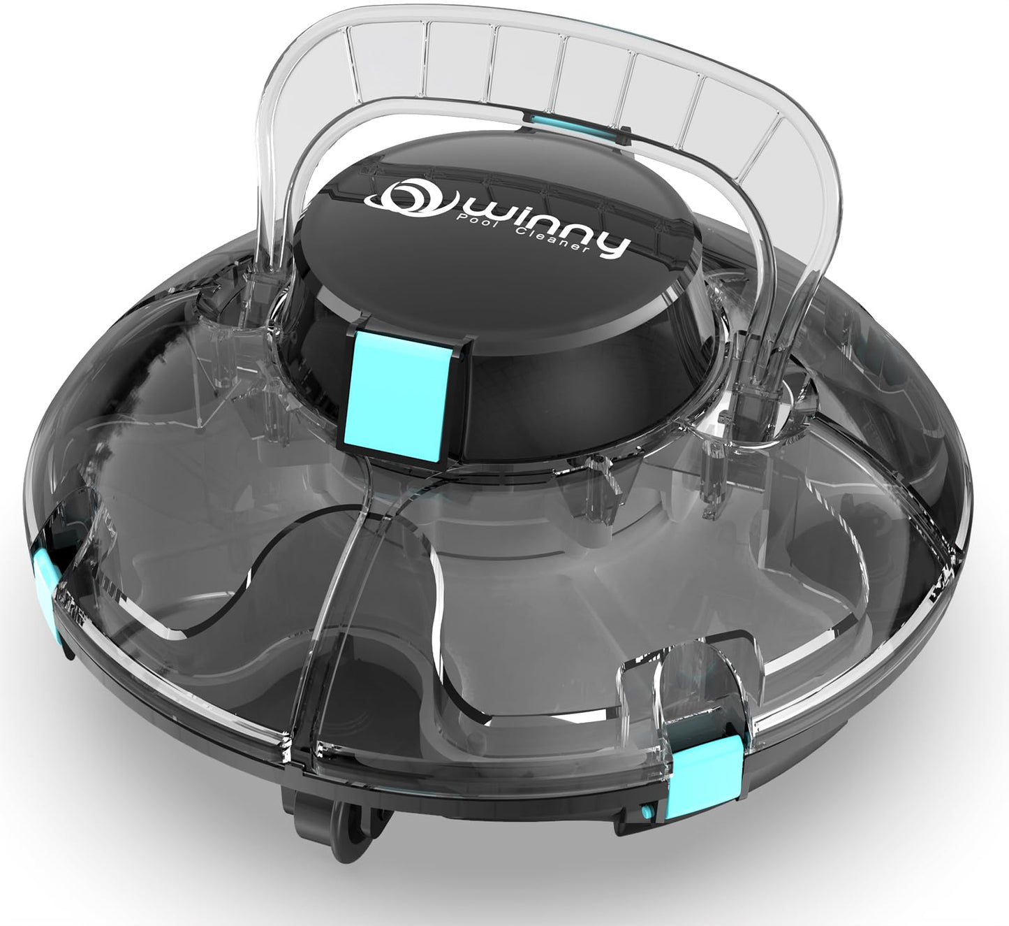 Cordless Robotic Pool Cleaner, Lasts 60 Min, Automatic Vacuum for Above-Ground Pools up to 538 Sq.ft,Portable, Self-Parking,Transparent Black