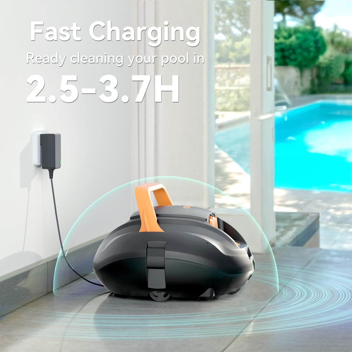 CliBot Cordless Robotic Pool Cleaner, Automatic Pool Vacuum with 120Mins Runtime, Powerful Suction and Auto-Parking, Pool Vacuum for Above Ground Pool Up to 850 Sq. Ft
