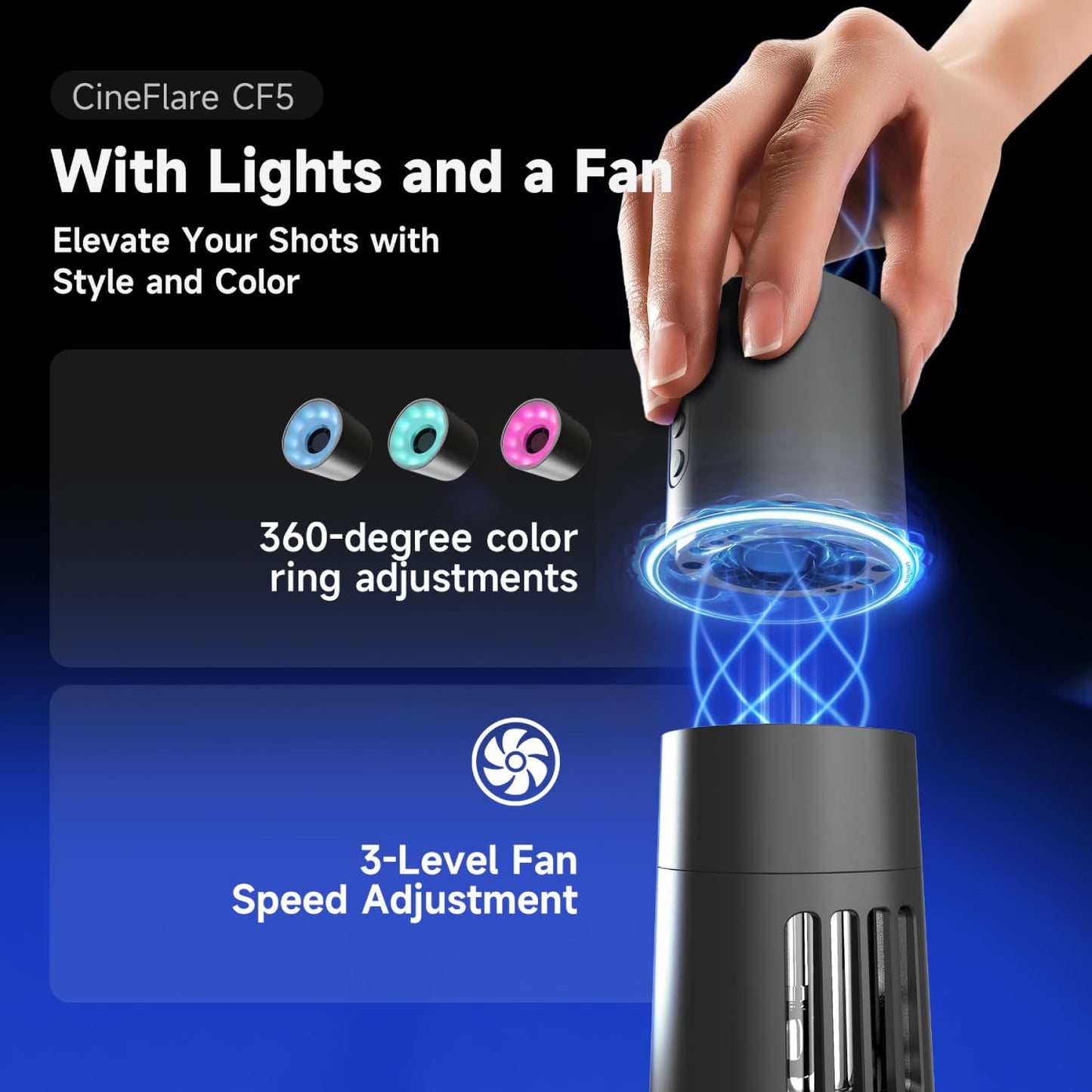 Portable Fog Machine,Handheld Smoke Machine,COLBOR CF5 40W Small Fogger Haze Maker for Indoor Outdoor Photography Halloween Party Cosplay with a Fan RGB Lights Effect Battery Powered Remote Control