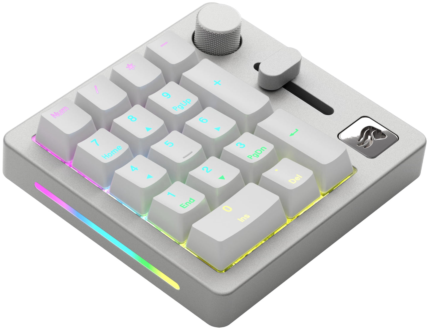 Glorious GMMK Mechanical Numpad- 10 Key USB Programmable Keypad - Hot Swappable, Volume Control, RGB Backlit, Wired & Wireless Bluetooth - Laptop & Keyboard Accessories- White