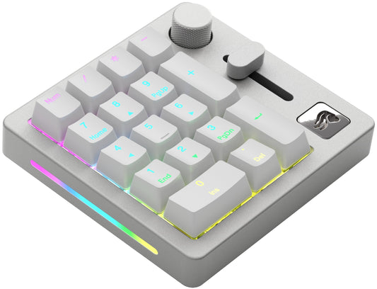 Glorious GMMK Mechanical Numpad- 10 Key USB Programmable Keypad - Hot Swappable, Volume Control, RGB Backlit, Wired & Wireless Bluetooth - Laptop & Keyboard Accessories- White
