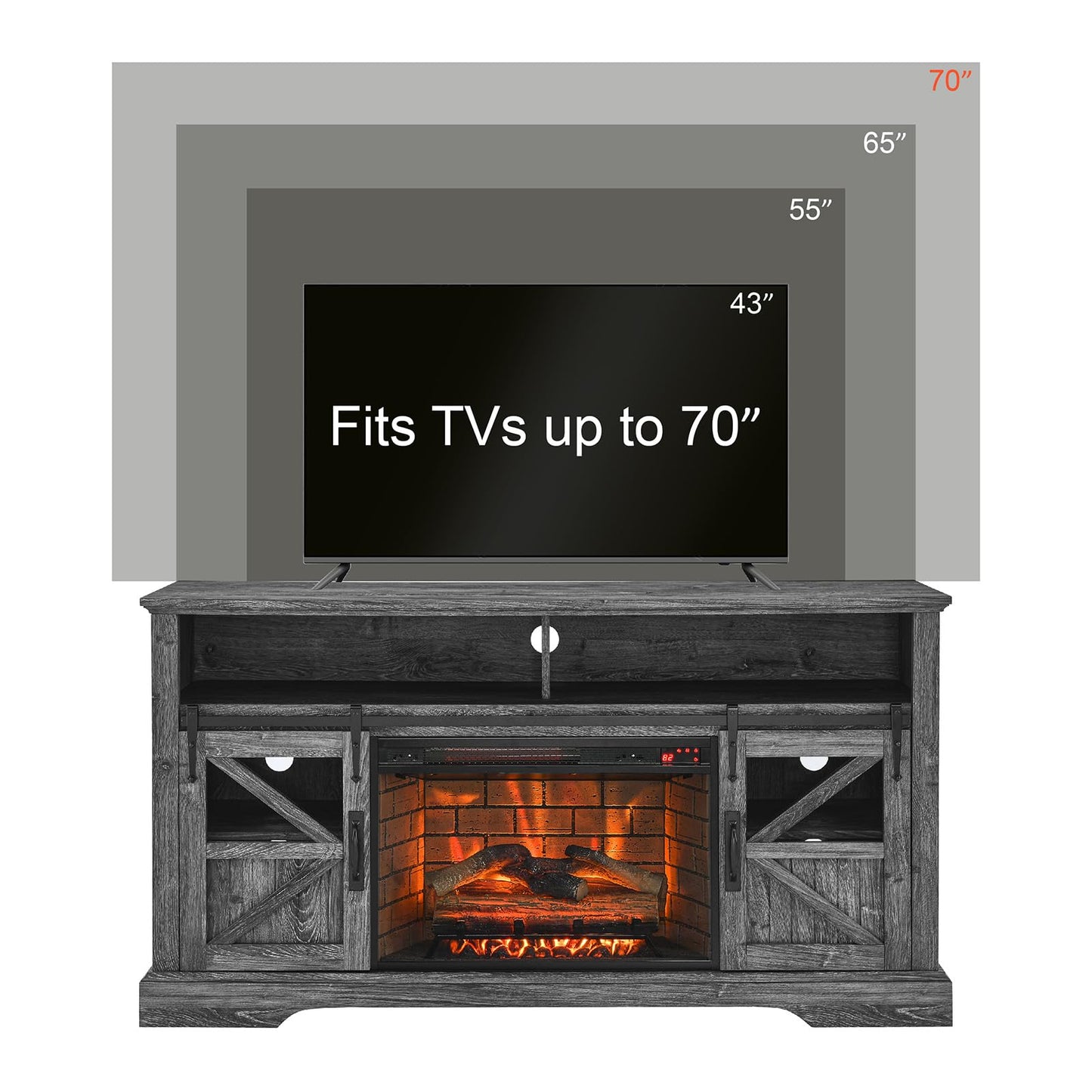 LAYIQDC Electric Fireplace with TV Stand,60" Traditional Farmhouse Style Electric Hearth,TV Stand and Console Combination, with 5118 BTU Heat Output, CSA/UL Certified 1500W (Dark Grey)