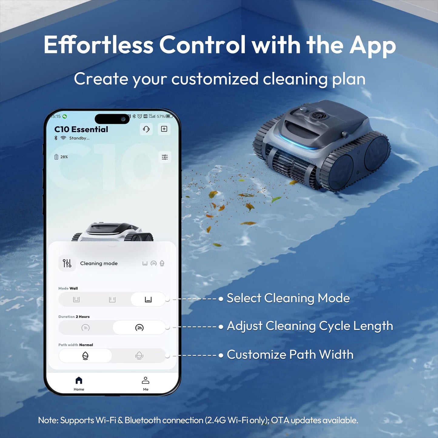 Bublue 700 C10 Pool Cleaner Robot, Cordless Pool Vacuum w/Superior Suction, Triple Motors, Smart Navigation, APP Control, Wall/Waterline, 140-Min Runtime for Inground Pools up to 861 Sq.Ft, Space Grey