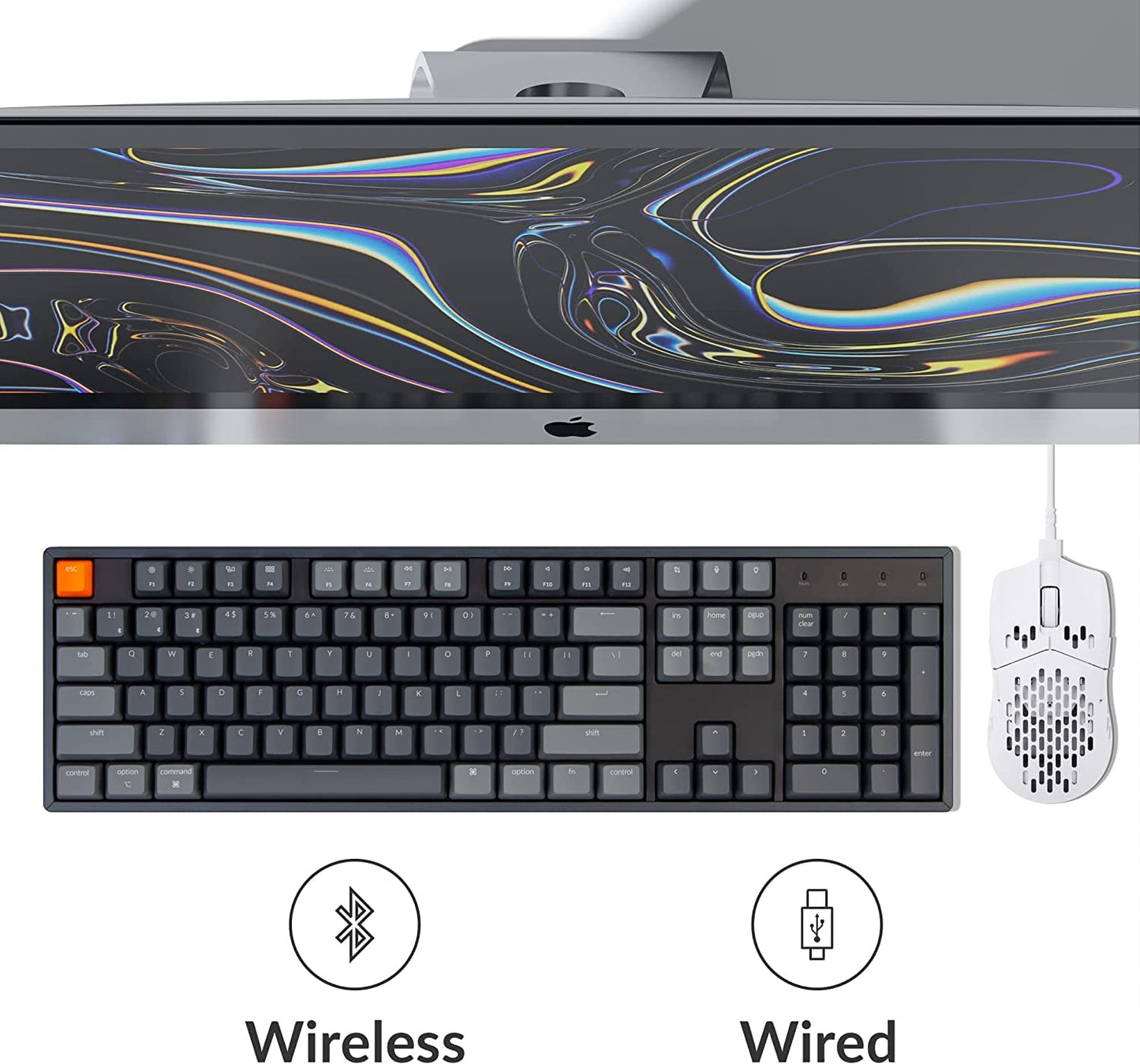 Keychron K10 RGB Full Size Layout Hot-Swappable Mechanical Keyboard for Mac Windows, Multitasking 104-Key Bluetooth Wireless/USB Wired Gaming Keyboard with K Pro Brown Switch Aluminum Frame