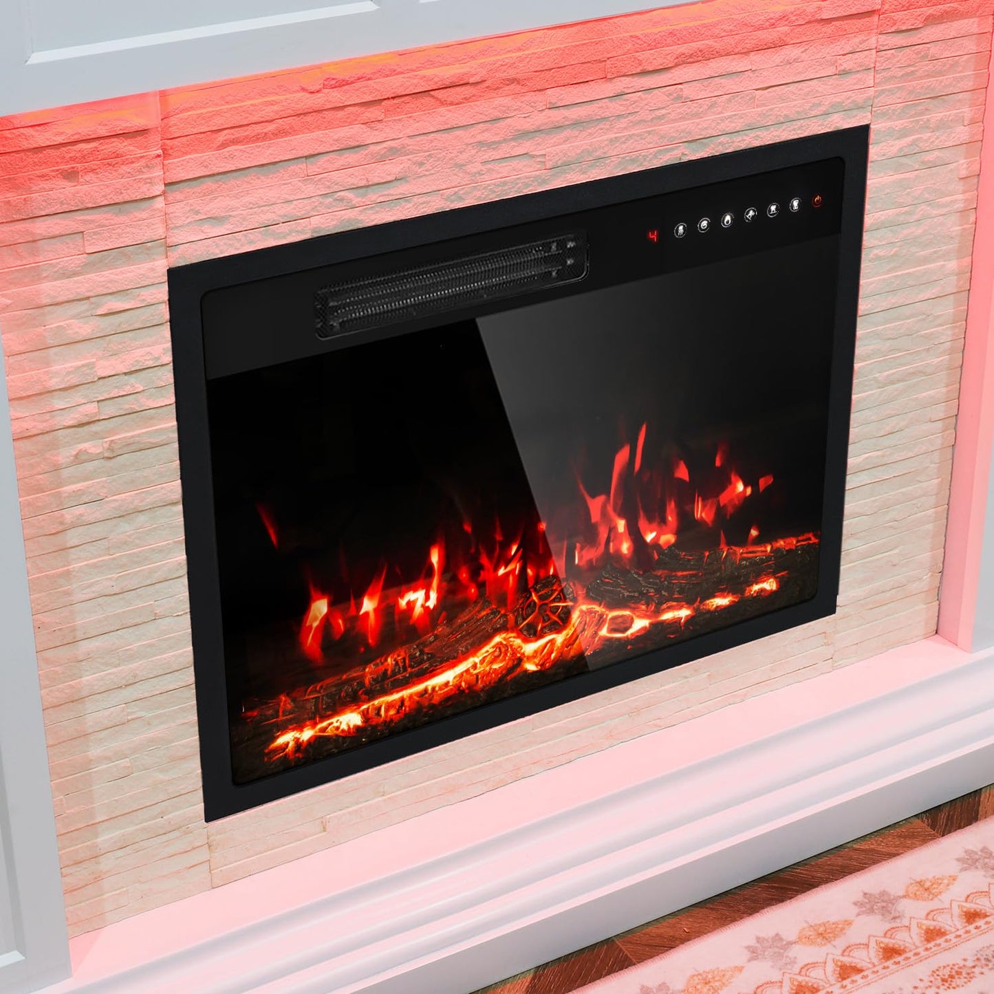 50”Electric Fireplace with Mantel, Fireplace TV Stand with 23”Electric Fireplace Heater, Remote Control, Adjustable Led 3D Realistic Flame, White Corner Firebox for Living Room, Bedroom, White