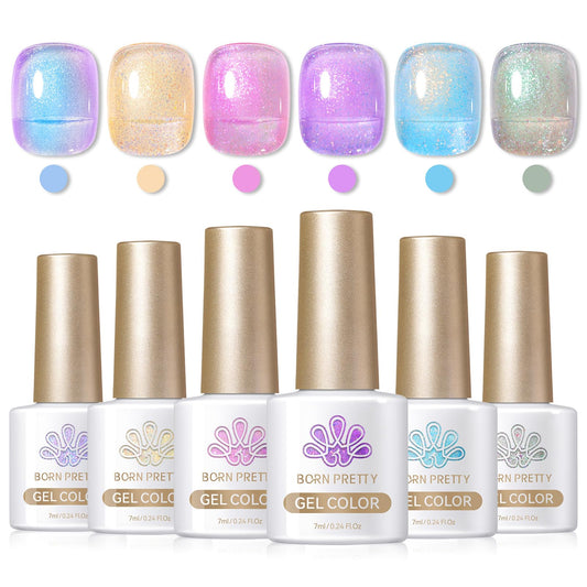 Born Pretty Pearl Gel Nail Polish Set Shell Glimmer Shimmer Mermaid Glitter Gel Polish Transparent Jelly Pearlescent Gel Polish