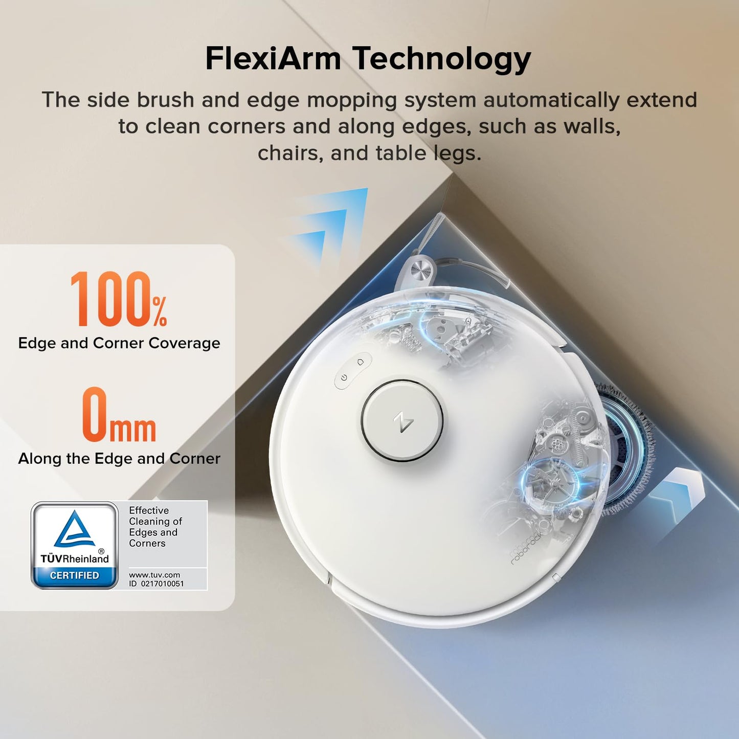 roborock Qrevo Curv S5X Robot Vacuum and Mop, 17000Pa Suction, Zero-Tangling Design, FlexiArm Side Brush, Smart Obstacle Avoidance, Self-Washing & Drying & Emptying for Carpet, Pet Hair, Hard Floor