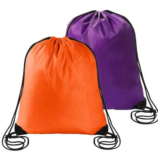 2PCS Drawstring Bags PE Bags Drawstring Gym Bag Orange Purple Draw String Bags Drawstring Backpack for Sports, Gym, Travel, Swimming, Beach