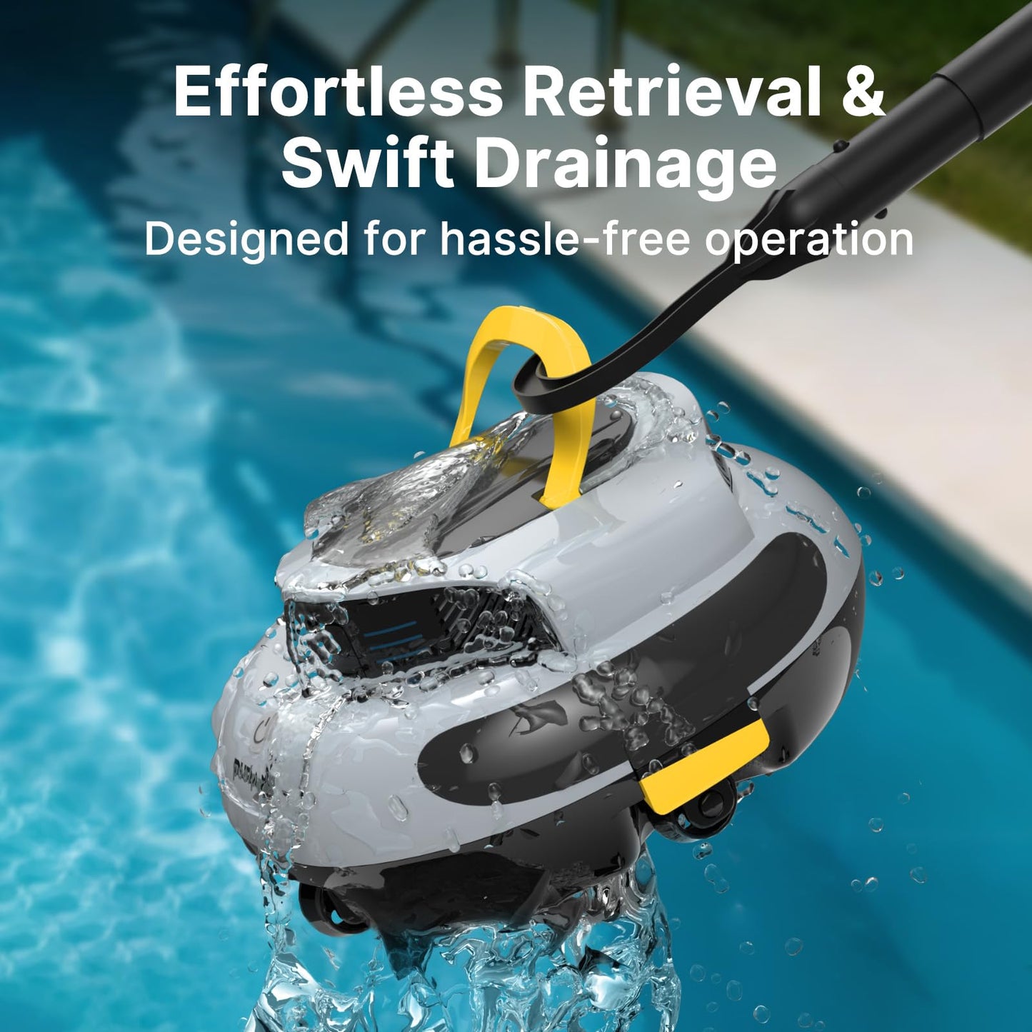 PoolPure Aquaguard SE II Cordless Robotic Pool Cleaner for Above Ground Pools, 100 Min Runtime, 5000mAh Fast Charge, Self-Parking, 2 Cleaning Modes, up to 1000 Sq.Ft (Grey)