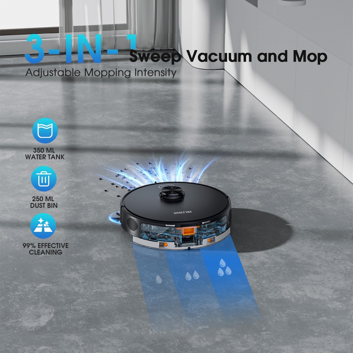 Robot Vacuum and Mop, 3-in-1 Robotic Vacuums Cleaner with LiDAR Navigation Smart Mapping & Max Strong 6000Pa Suction, Self Emptying Bases for 70 Days, WiFi/App/Alexa Voice Control, Obstacle Avoidance