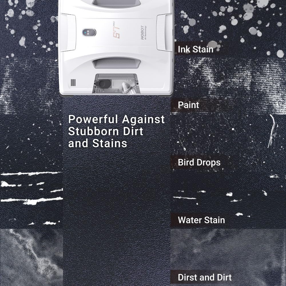 HOBOT S7 Pro Dual Mop Polish Hand Wiping Tec Window Cleaning Robot, 15nm Dual Ultrasonic Spray, 4800Pa Suction, App & Remote Control | for Framed/Frameless Glass, Any Thickness, Indoor/Outdoor Use