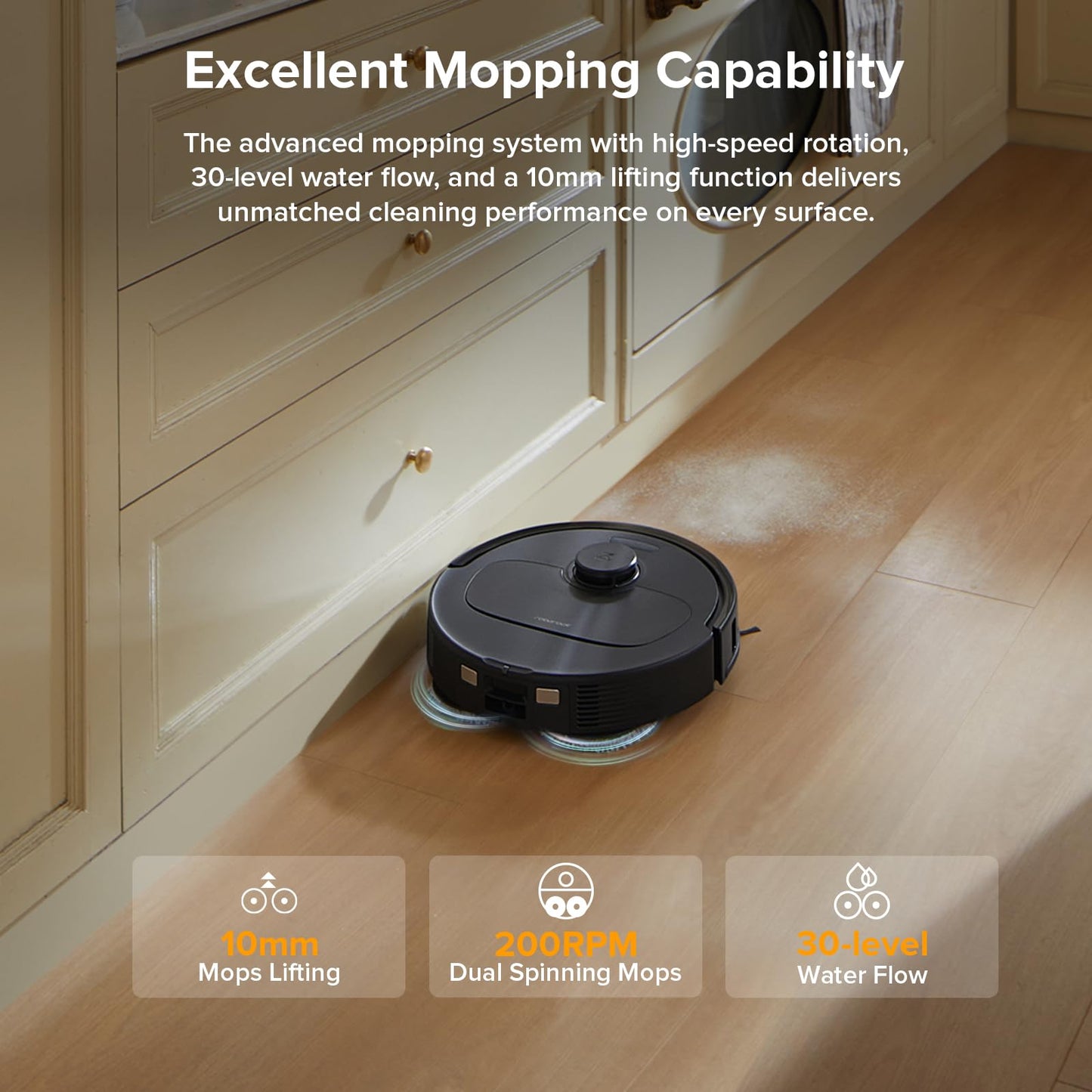 roborock Qrevo Series Robot Vacuum and Mop, 8000Pa Suction, Upgraded from Qrevo S, Anti-Tangle Brushes, Smart Obstacle Avoidance, Auto Mop Washing, All-in-One Dock, 200RPM Spinning Mops, Black(QV 35A)