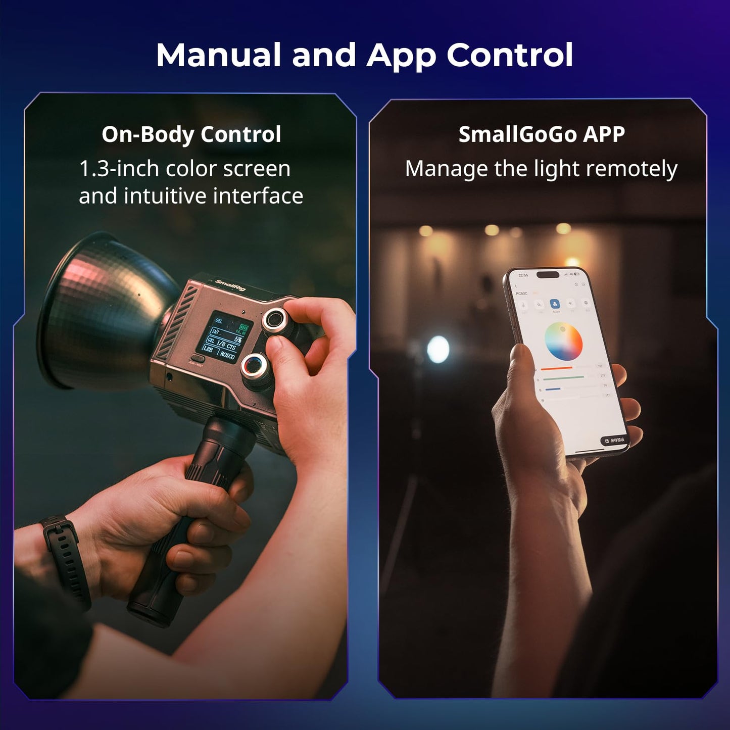 SmallRig RC 60C RGB LED Video Light, 3400mAh Battery 45min Runtime, APP Control, Potable Palm-Sized Continuous Output Lighting 2500K-10000K, for Photography/Video/Studio, Lite Edition