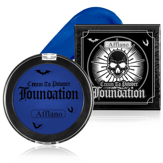 Blue Face Paint Cream to Powder Makeup Foundation, Professional Dark Blue Face Painting Concealer for Adults & Kids, Non-Toxic Halloween SFX Make up Body Paint for Smurf Mystique Cosplay Avatar Makeup