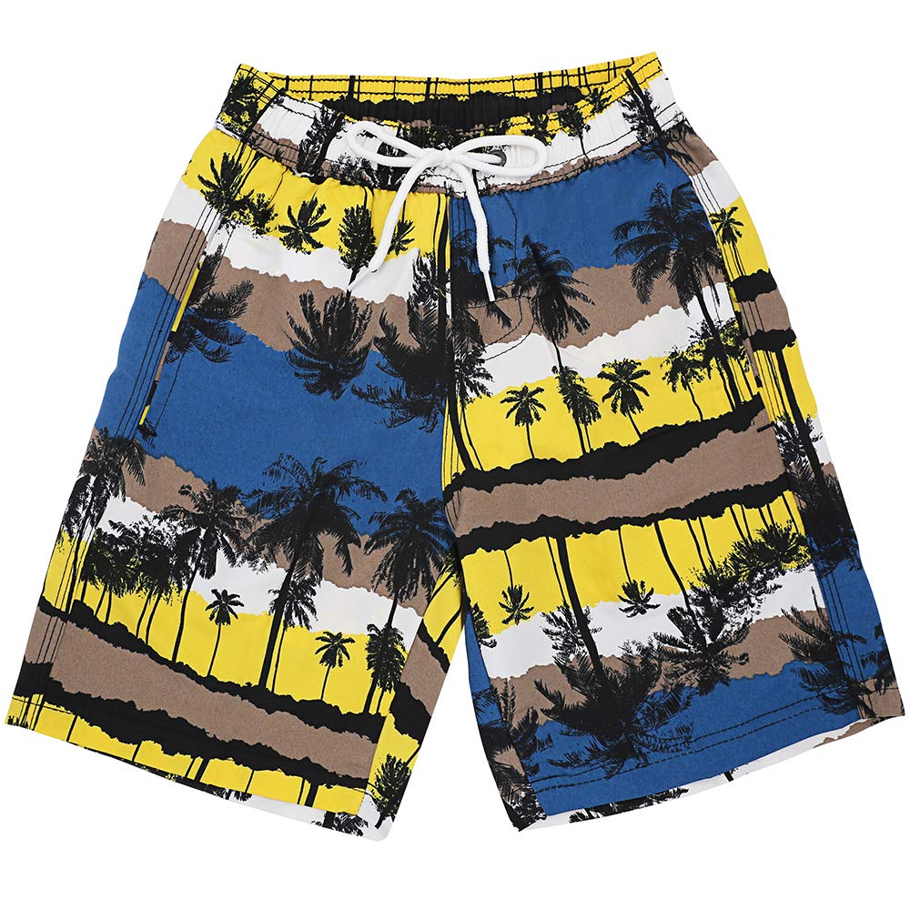 Boys Swim Trunks, Quick Dry Beach Swim Shorts Little Boys Bathing Suit Swimsuit with Mesh Lining, 3-14 Years (3-4 Years, Hawaii Yellow)