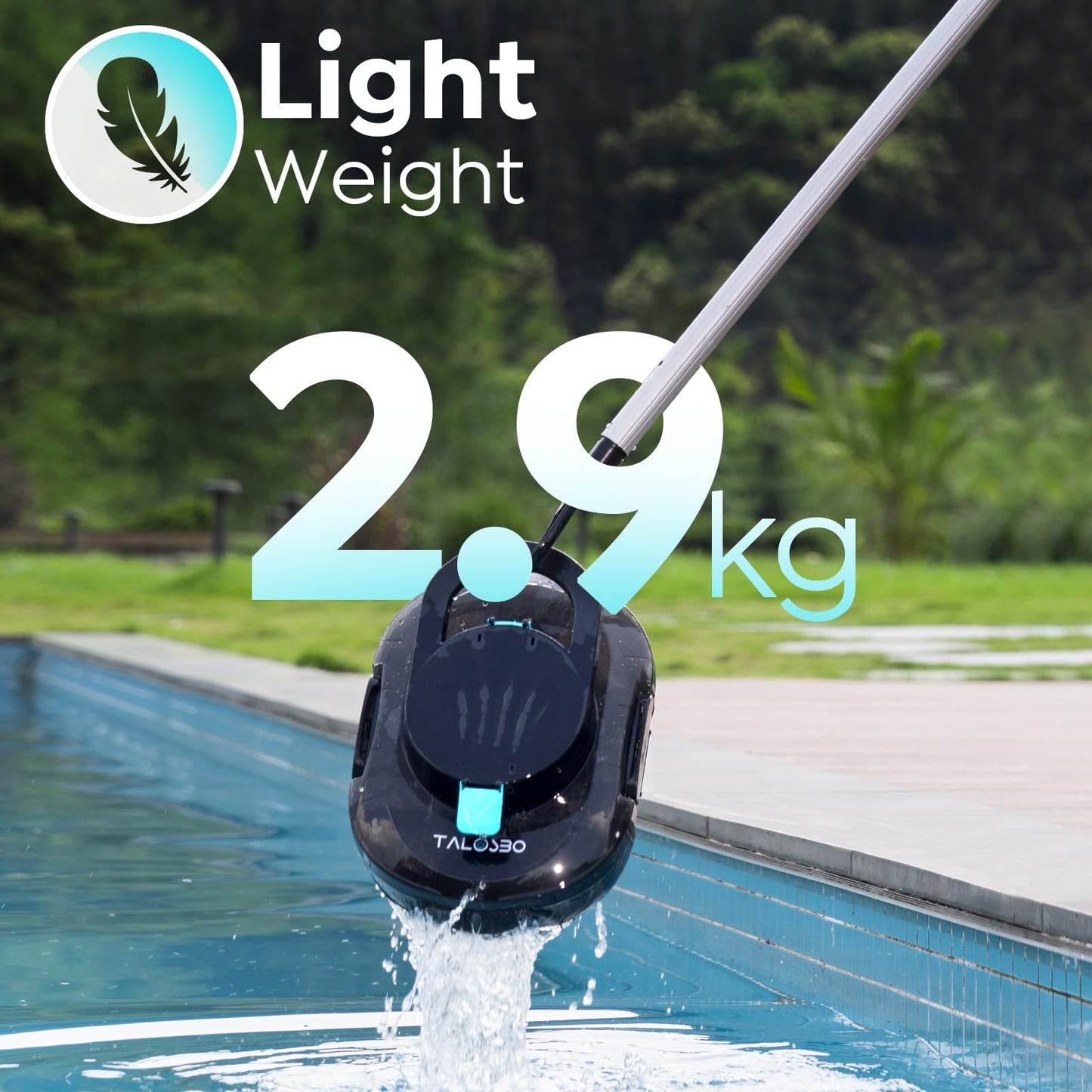 TALOSBO Pleco S1 Cordless Pool Vacuum with 75-80Mins Runtime, Robotic Small Pool Cleaner Vacuum for Flat Bottom Above-Ground Pools up to 645 Sq.ft, Lightweight, Auto-Parking