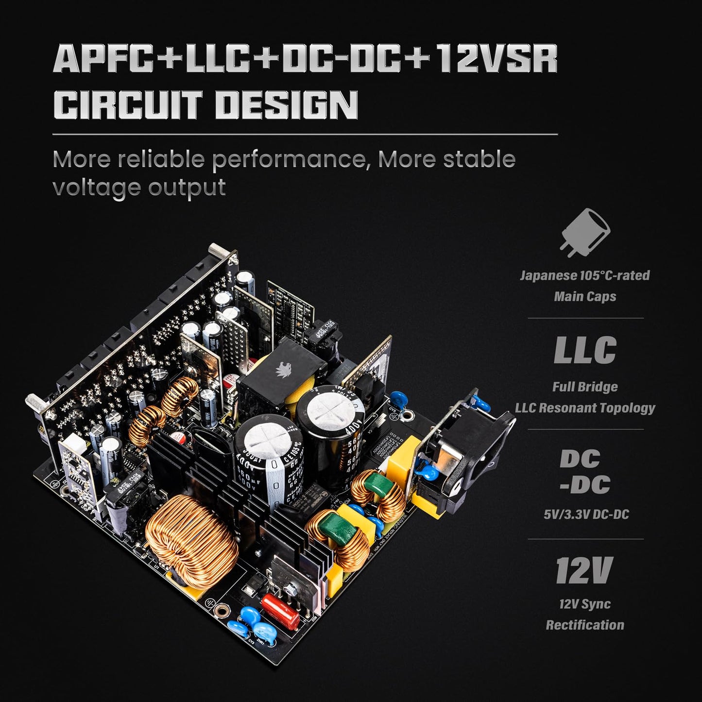 GAMEMAX 1300W Power Supply, ATX 3.0 & PCIE 5.0 Ready, 80+ Platinum Certified, Addressable RGB with 5V Motherboard Sync, 100% Japanese Capacitors, Fully Modular, RGB-1300