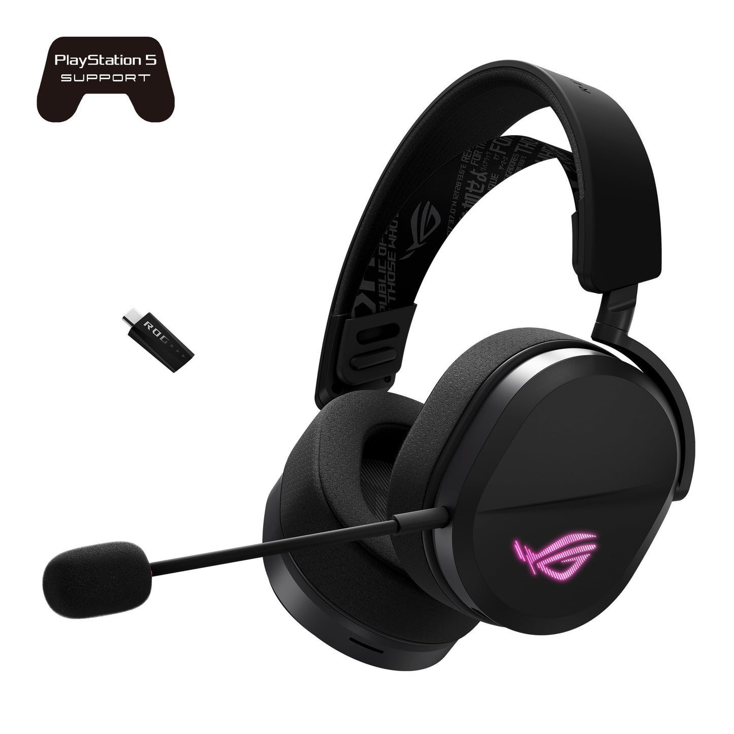 ASUS ROG Pelta Wireless Gaming Headset (BT, ROG SpeedNova 2.4GHz, USB-C, Lightweight 309g, 50mm ROG Titanium-Plated Drivers, 10mm Super-Wideband Mic, RGB, 70HR Battery, for PC, Switch, PS5)- Black