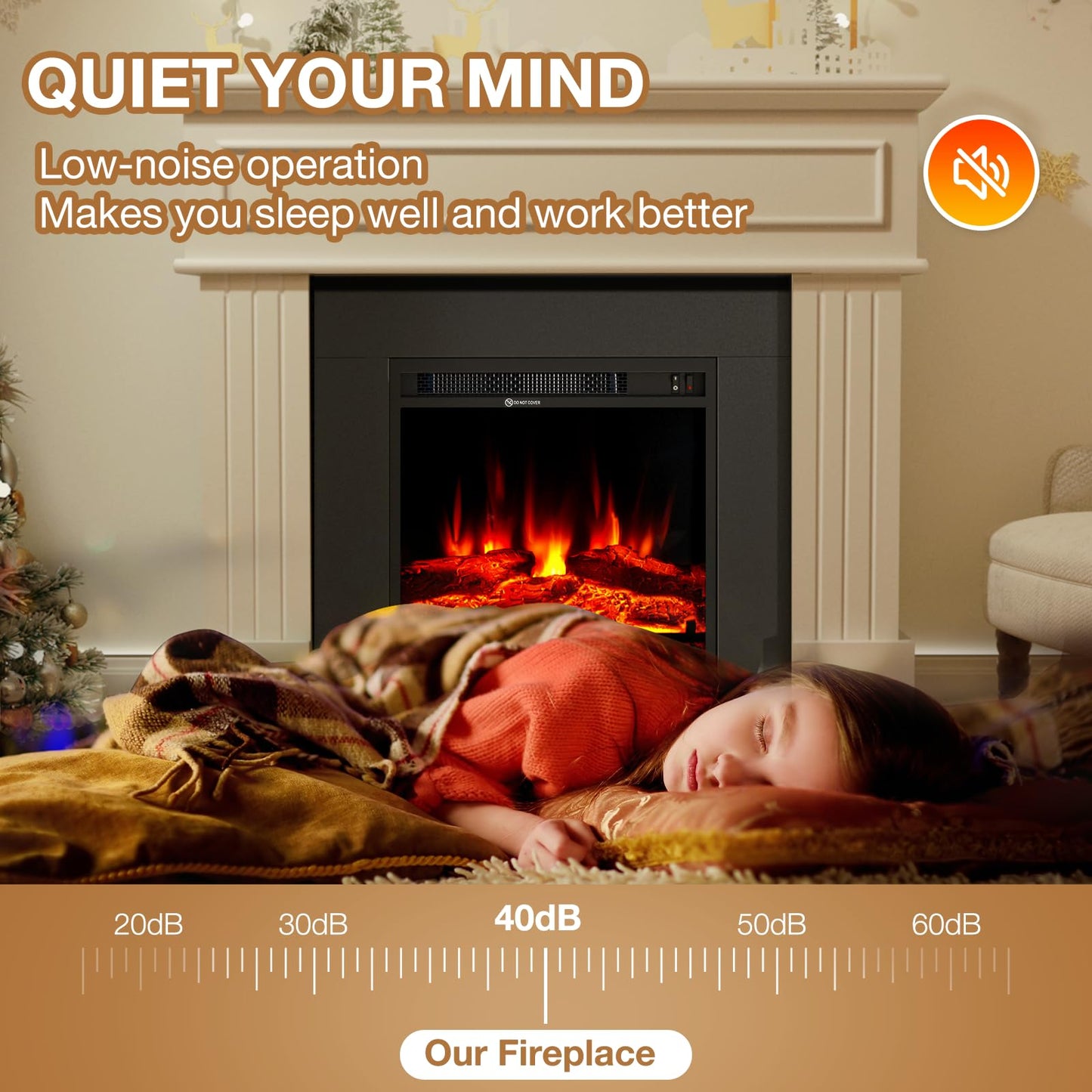 oneinmil Electric Fireplace with Mantel, Fireplace TV Stand with 18’’ Electric Fireplace Heater, 3D Realistic Flame, Freestanding Fireplace for Living Room, Bedroom, White