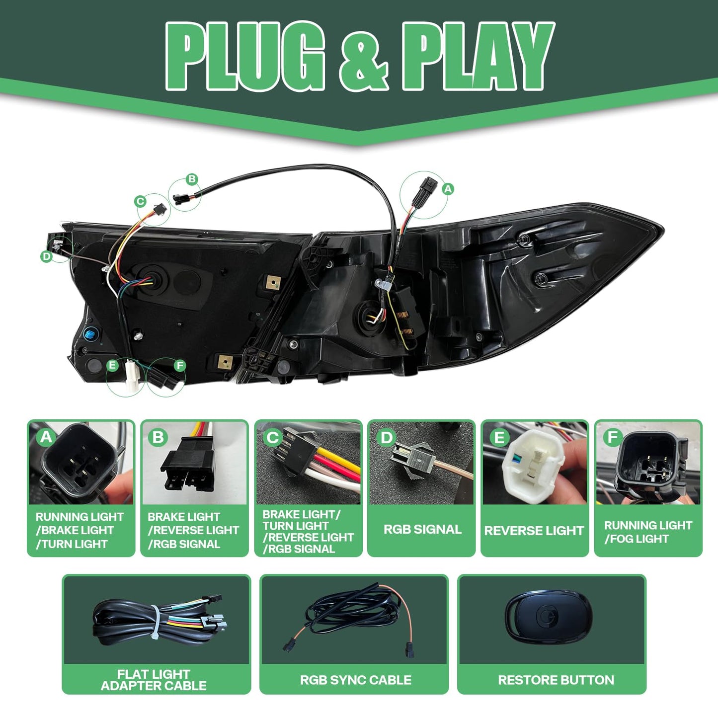 letsdate RGB Tail Lights for Honda Accord 2018-2022, LED Taillights Assembly for Honda Accord 10th Gen, Dynamic Animation, Plug&Play (RGB, 1 Pair)