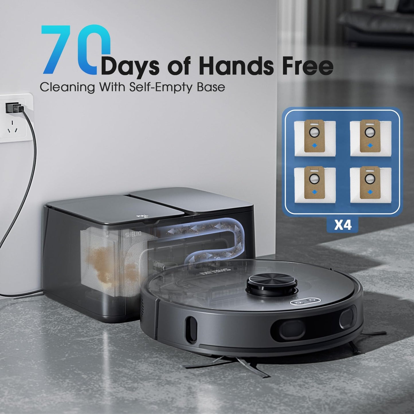 Robot Vacuum and Mop, 3-in-1 Robotic Vacuums Cleaner with LiDAR Navigation Smart Mapping & Max Strong 6000Pa Suction, Self Emptying Bases for 70 Days, WiFi/App/Alexa Voice Control, Obstacle Avoidance