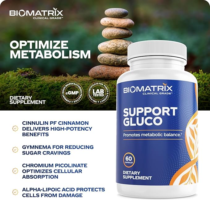 BioMatrix Metabolism Supplement for Men and Women, Cinnamon, Gymnema, Lipoic Acid, Vanadyl Sulfate, Chromium Picolinate, Bitter Melon (60 Capsules)