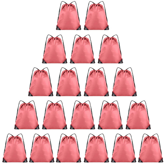 Grneric 20 Pieces Drawstring Backpack Bulk Cinch Sackpack Ployster Drawstring Bags for Gym Party Trip(Peachy)