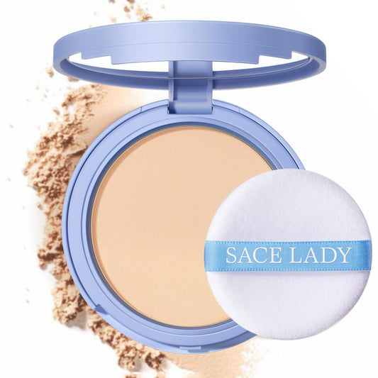 SACE LADY Face Powder Waterproof Sets Makeup, Controls Shine, Smooth Fine Lines for Flawless Lightweight Finish, Long Lasting Matte Compact Setting Powder Cosmetics Cruelty-free, 0.35oz (#01)